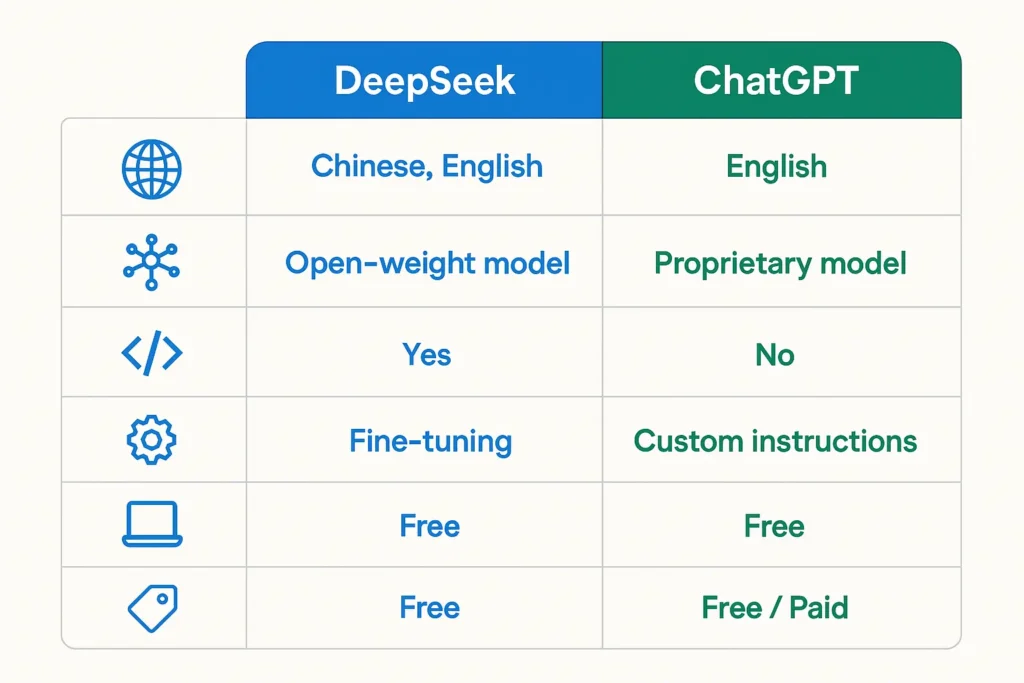 Key Differences - DeepSeek vs ChatGPT