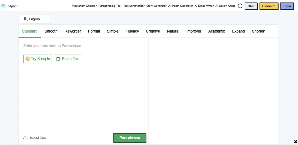 Editpad Paraphrasing Tool