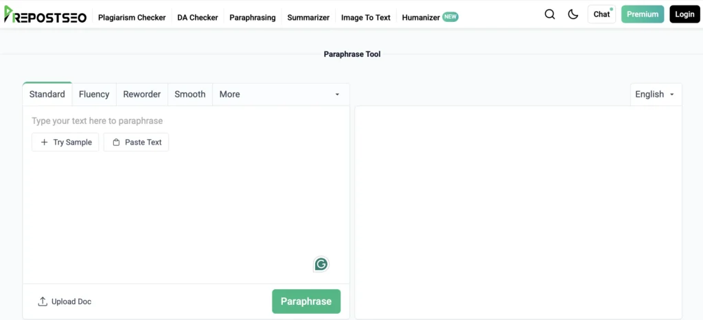 PrePostSEO Paraphrasing Tool
